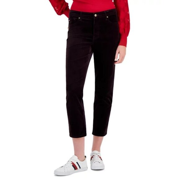Tommy Hilfiger Womens Mid-Rise Corduroy Ankle Pants Dark Purple Size 6 MSRP $55 - Picture 1 of 1